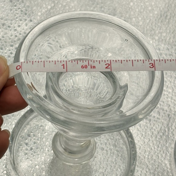 Vintage‎ 80s Pair Clear Glass Candle Holders Pair 4.5" Elegant Farmhouse Cottage - Picture 8 of 9